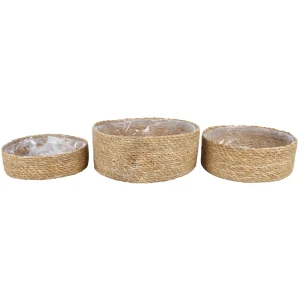 Chaka Plastic Lined Round Seagrass Baskets – Set Of 3