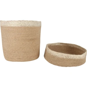 Set Of 2 Jute Storage Laundry Basket Round 35cm