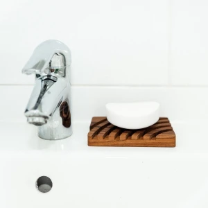 Acacia Wood Curved Lines Soap Rest
