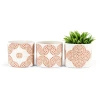 White & Coral Terracotta brick Pattern Pot Planters – Set of 3