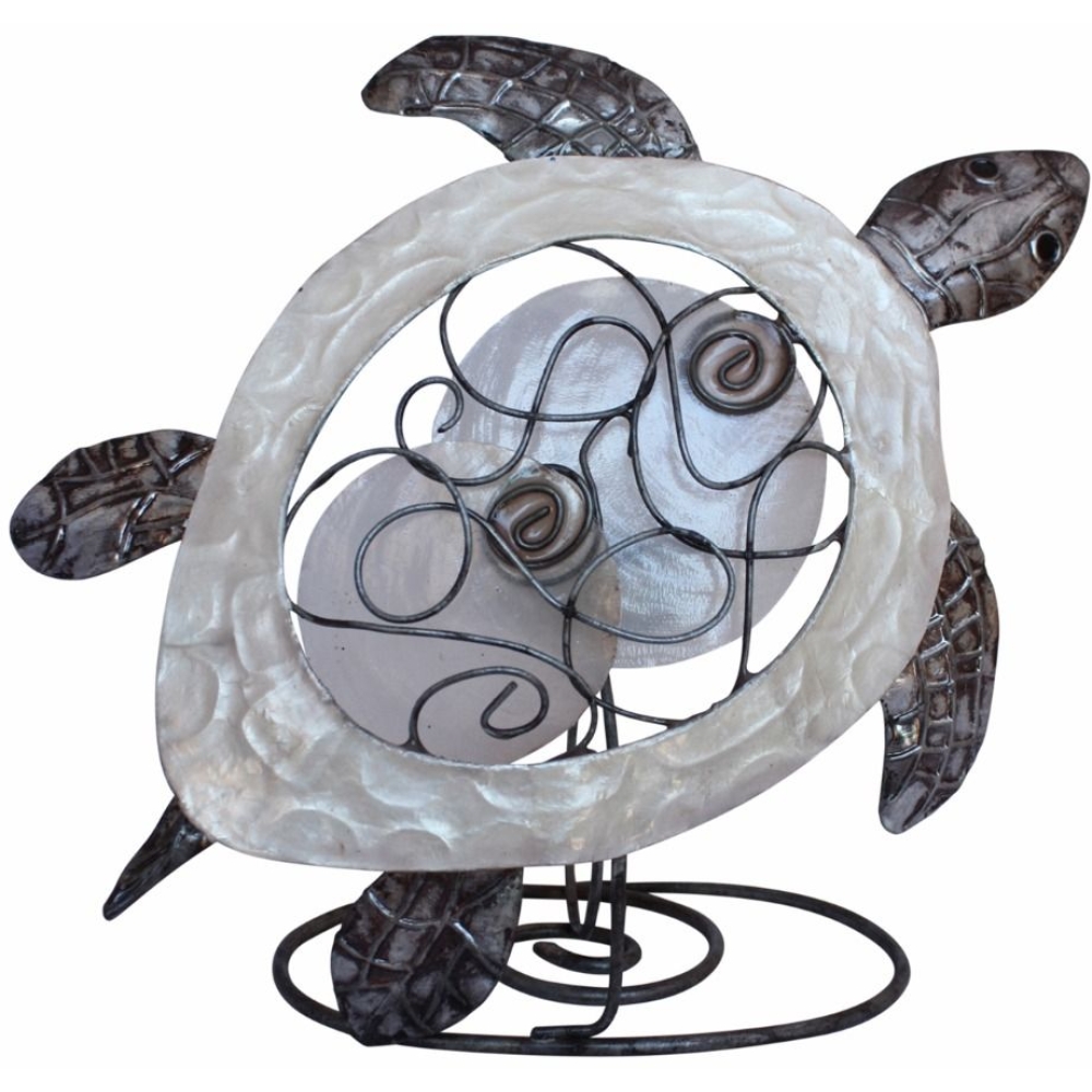 Capiz Shell & Wire Turtle Tealight Holder – Pearl White