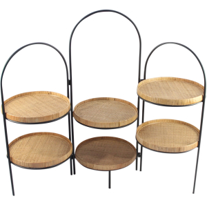 6 In 1 Rattan & Metal Planter Holder Display Stand