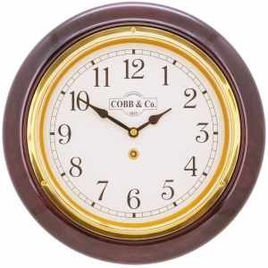 Cobb & Co. Railway Wooden Wall Clock – Glossy Mahogany Arabic 28cm