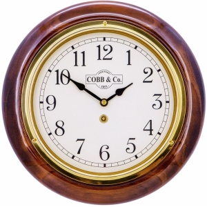 Cobb & Co. Railway Wooden Wall Clock – Glossy Walnut Arabic 28cm