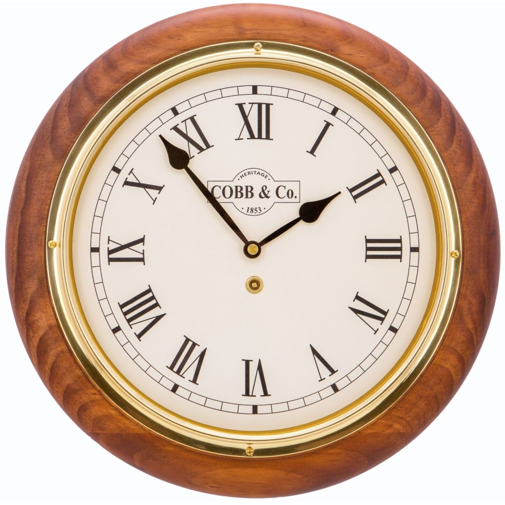 Cobb & Co. Railway Wooden Wall Clock – Satin Oak Roman 32cm
