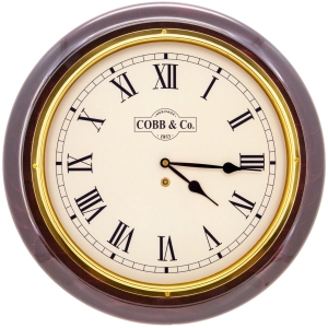 Cobb & Co. Railway Wooden Wall Clock – Glossy Mahogany Roman 40cm