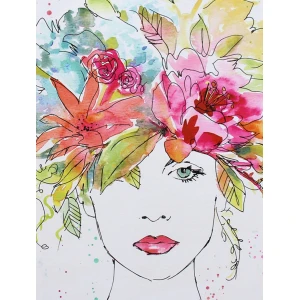 Floral Figure Framed Canvas Wall Art 50x70cm