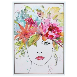 Floral Figure Framed Canvas Wall Art 50x70cm