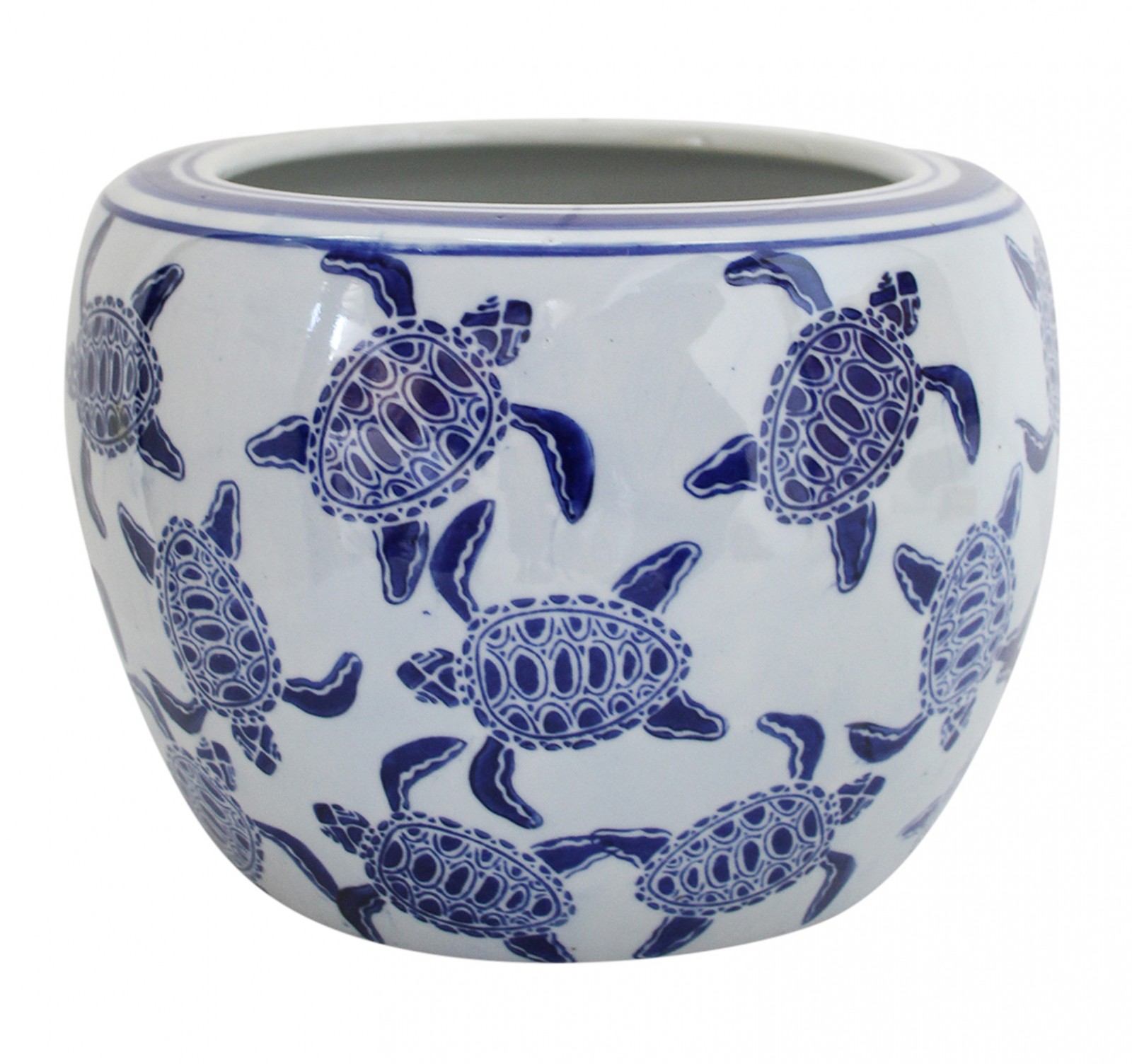 White & Blue Turtle Porcelain Pot Planter Shop Online Free Delivery