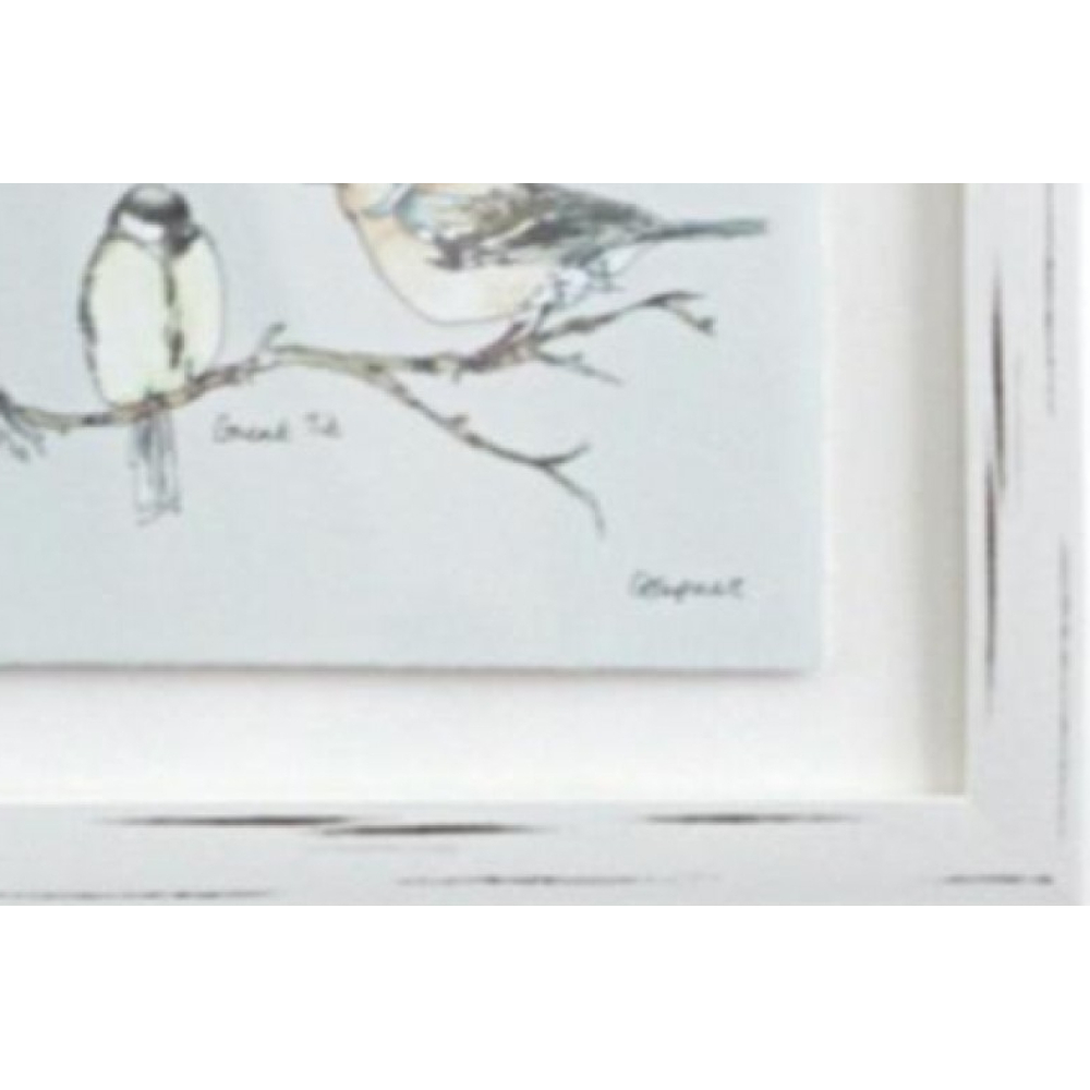 Bird Family Framed Print Rustic Wall Art 40x22cm