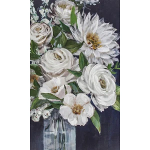 White Flowers Framed Canvas Wall Art 62x92cm