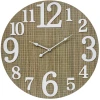 Large Round 58cm Bamboo Weave Raised Numbers Wall Clock