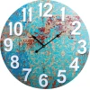 Large Round 58cm Blue Fleur Design Wall Clock
