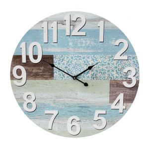 Large Round 58cm Pastel Floral Blue Wall Clock