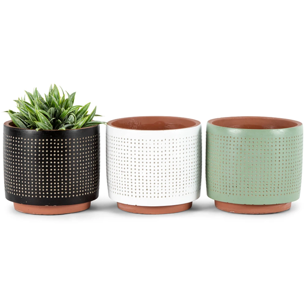 Round Assorted Sequin Pot Planters – Set Of 3