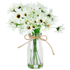 Artificial White Chrysanthemum Flower In Glass Vase 25cm
