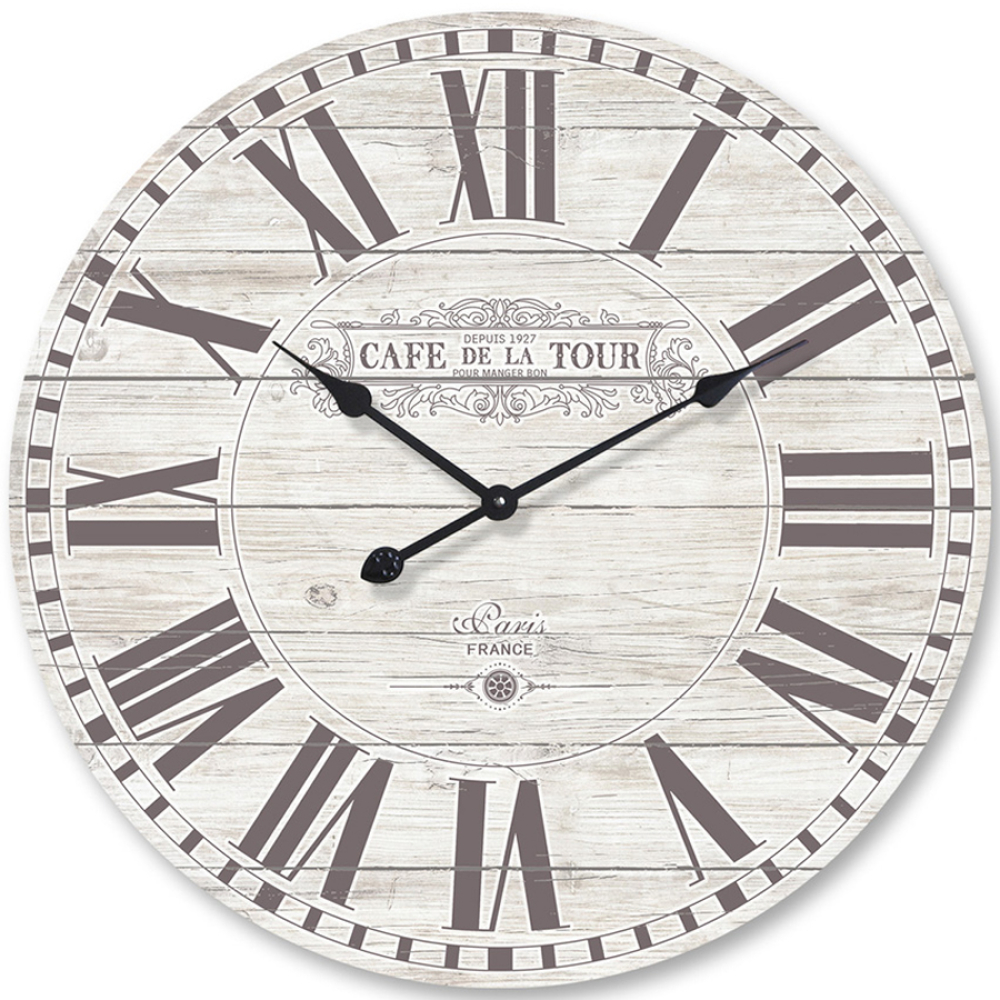 Round 70cm Café De La Tour’ Wooden Wall Clock