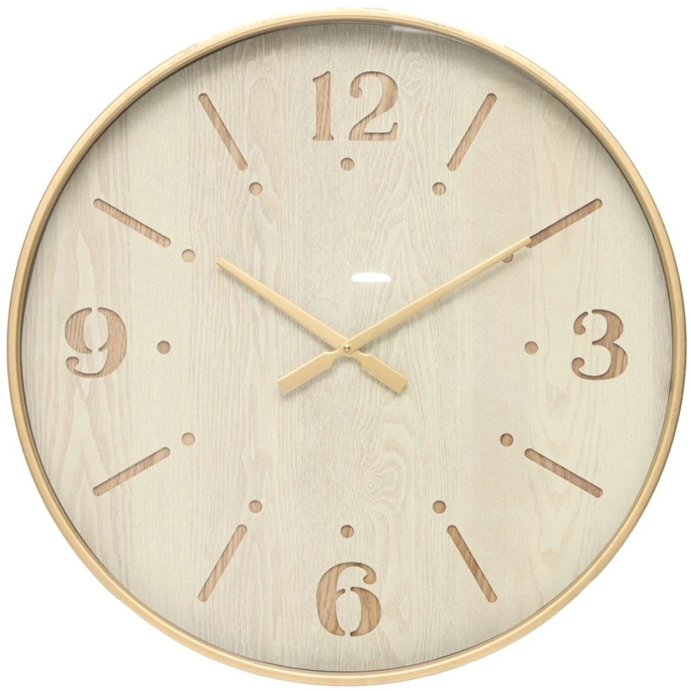 Distressed Gold & Ivory Glass Front Round Wall Clock 60cm