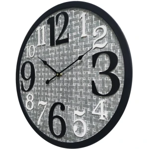 Round 50cm Distressed Grey & Black Metal Wall Clock