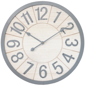 Round 60cm Natural & Grey Scandinavian Wall Clock
