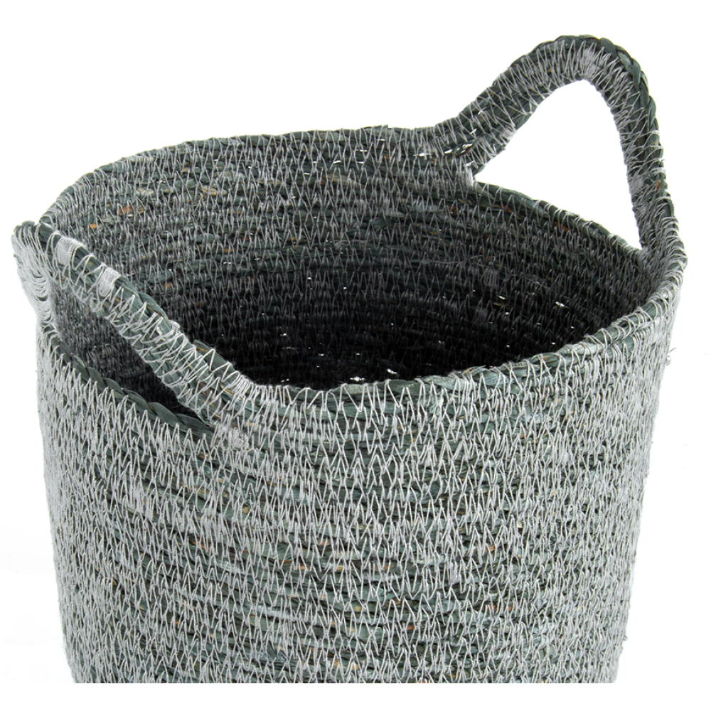 Nested Aqua Blue Seagrass Baskets With Handle – Set Of 3