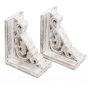 Whitewashed French Provincial Wooden Bookends