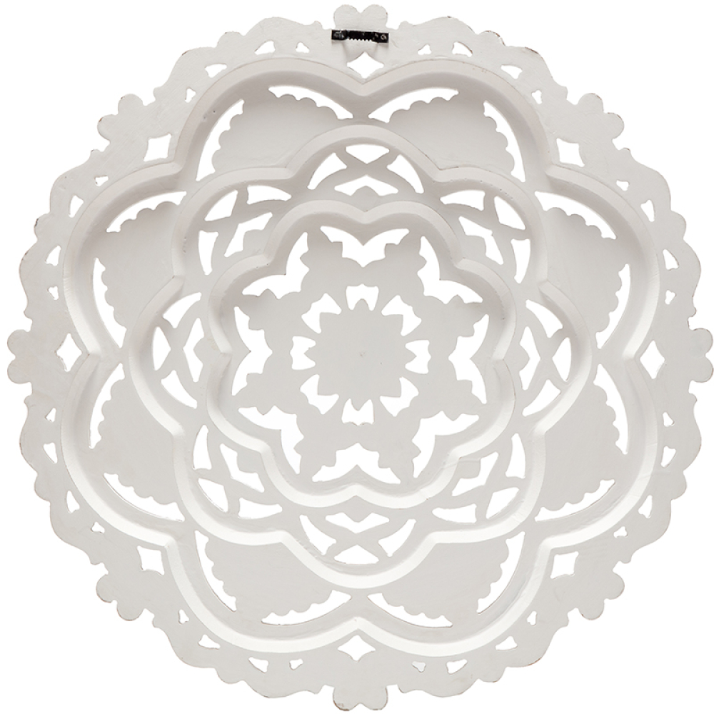Large Round Carved Fleur Wall Decor 75cm
