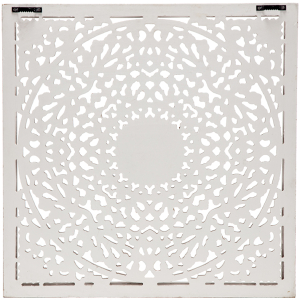 Antique White Handcrafted Square Mandala Wooden Wall Art 60cm