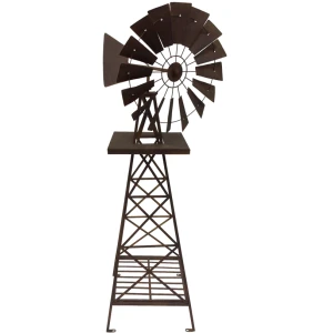 Xl Rustic Metal Garden Iron Windmill Ornament 160cm