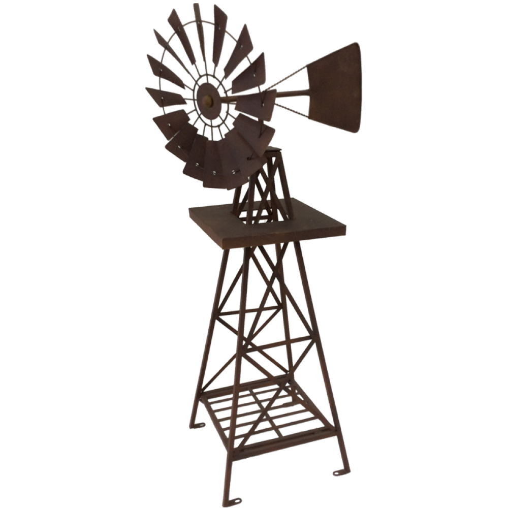 Rustic Metal Garden Iron Windmill Decor 120cm