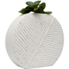 Curved Texture White Metal Vase – Medium