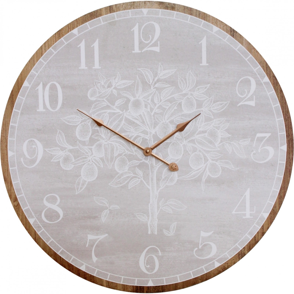 Large Round 58cm Soft Pink Topiary Wall Clock