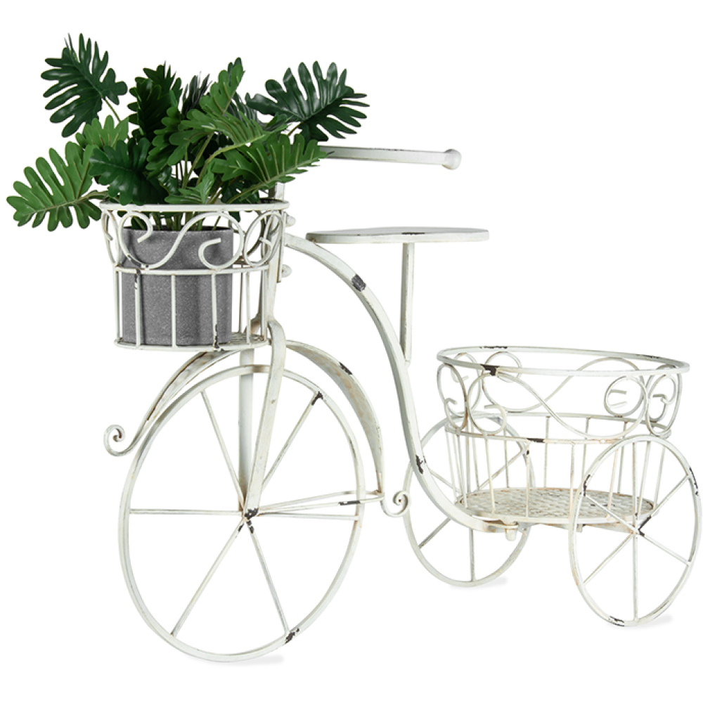 Large Antique White Bicycle Pattern Pot Planter