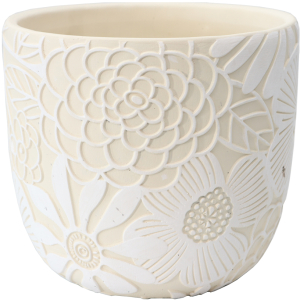 Ivory White Embossed Cement Pot Planter