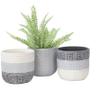 White & Grey Assorted Geometric Cement Pot Planters – Set of 3