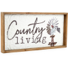 ‘country Living’ Natural Wooden & Metal Wall Art 30x60cm