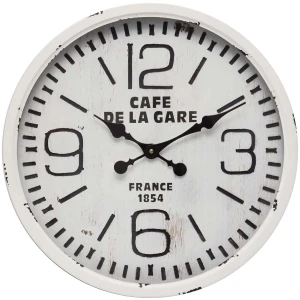 Round 50cm Distressed “cafe De La Gare” Metal Wall Clock
