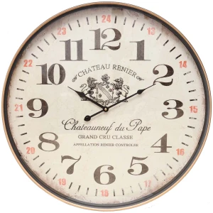 Round 60cm Chateau Renier Glass Front Vintage Metal Wall Clock