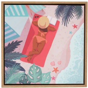 Beach Babe Framed Canvas Wall Art Square 50cm – Design 3