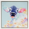 Colourful Cow Face Framed Canvas Wall Art Square 50cm