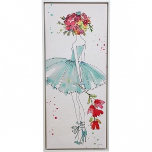 Floral Figure Framed Canvas Wall Art 40x90cm – Design 1