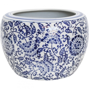 White & Blue Tapestry Porcelain Pot Planter – Large