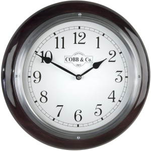 Cobb & Co. Railway Wooden Wall Clock – Glossy Mahogany Arabic Chrome 32cm