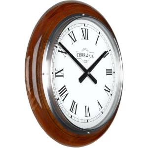 Cobb & Co. Railway Wooden Wall Clock – Glossy Oak Roman Chrome 40cm