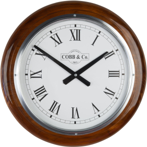 Cobb & Co. Railway Wooden Wall Clock – Glossy Oak Roman Chrome 40cm