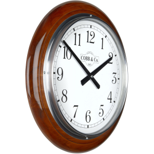 Cobb & Co. Railway Wooden Wall Clock – Glossy Oak Arabic Chrome 40cm