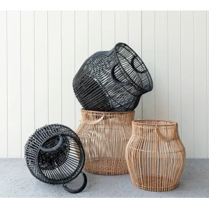 Tanwa Black Rattan Handmade Baskets – Set Of 2