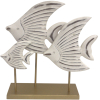 Distressed White & Gold Fish Family On Base Decor