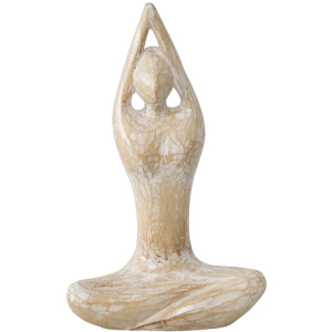 Whitewashed Hand Carved Female Yoga Figurine