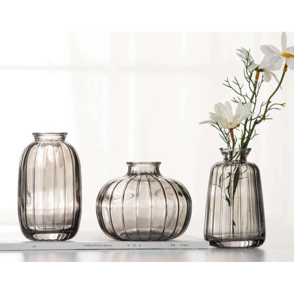 Casey Mini Grey Glass Vases – Set Of 3